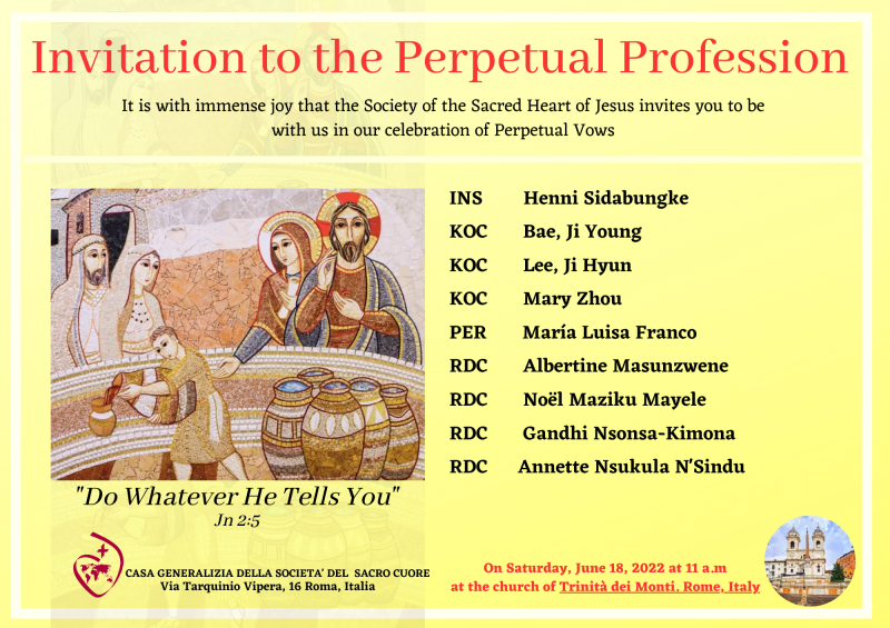 Invitation to the Perpetual Profession on June 18, 2022 - EN