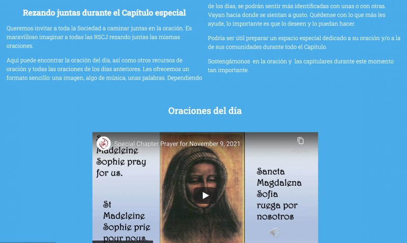 Prayer resources section in Spanish