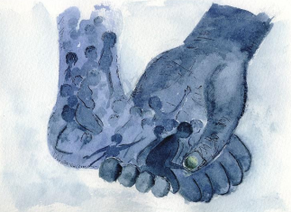 Acuarela - "Lavar los pies" por Sophie Maille RSCJ