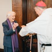 Sister Mary Shanahan with Archbishop Fisher at the award ceremony in 2023  